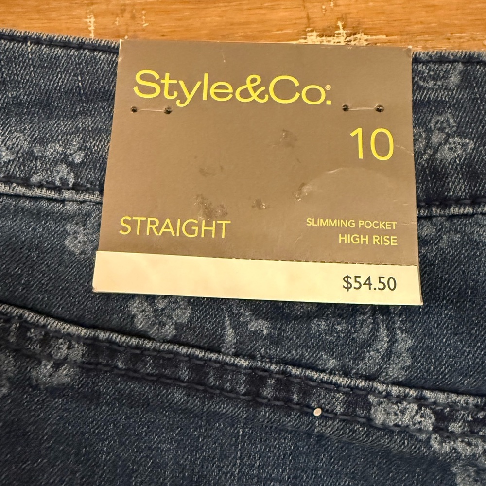 Style & Co. Women's Floral Denim Straight Leg Jeans - Picture 8 of 10